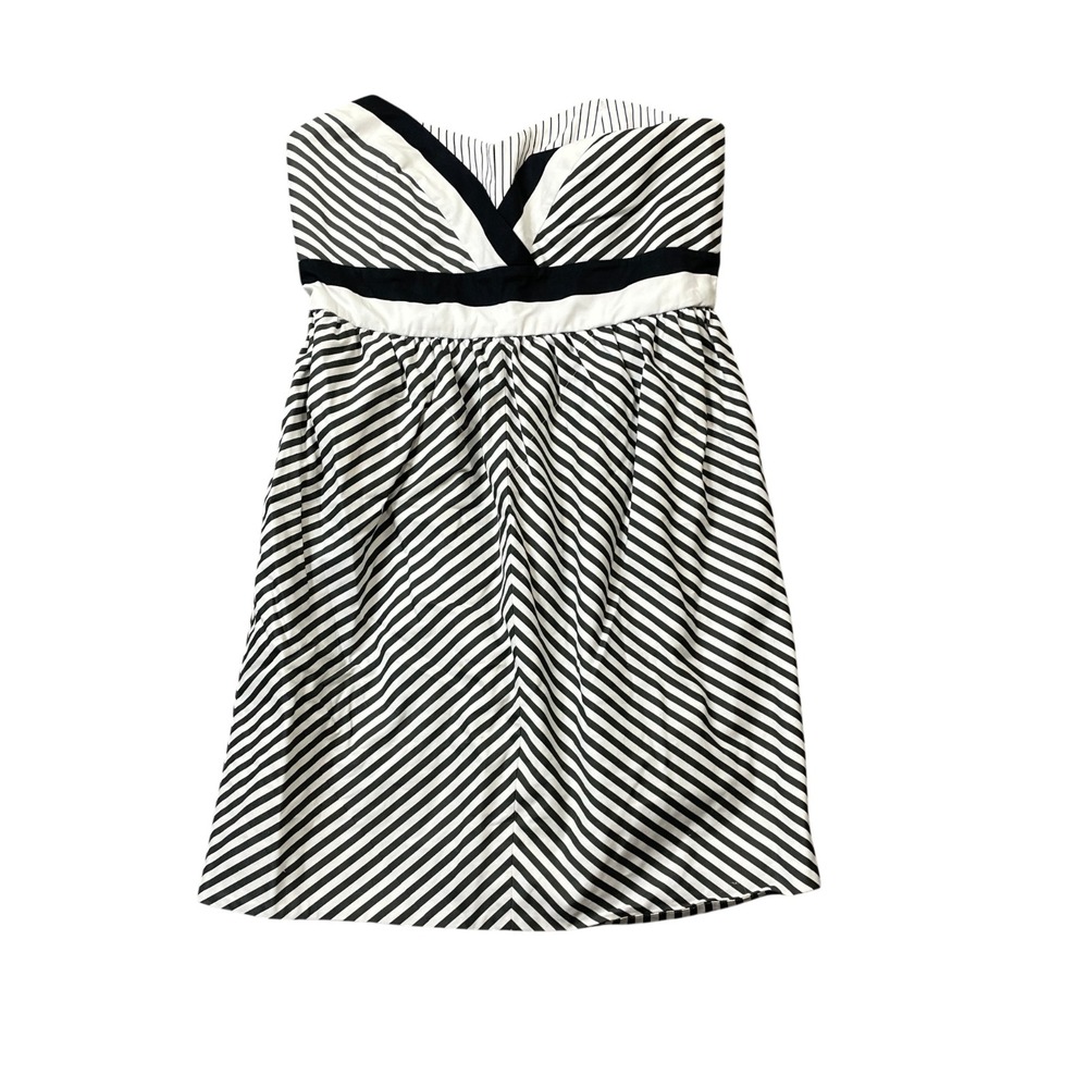 Alice + Olivia 6 Black and White Striped Adele Strapless Dress‎ Lined